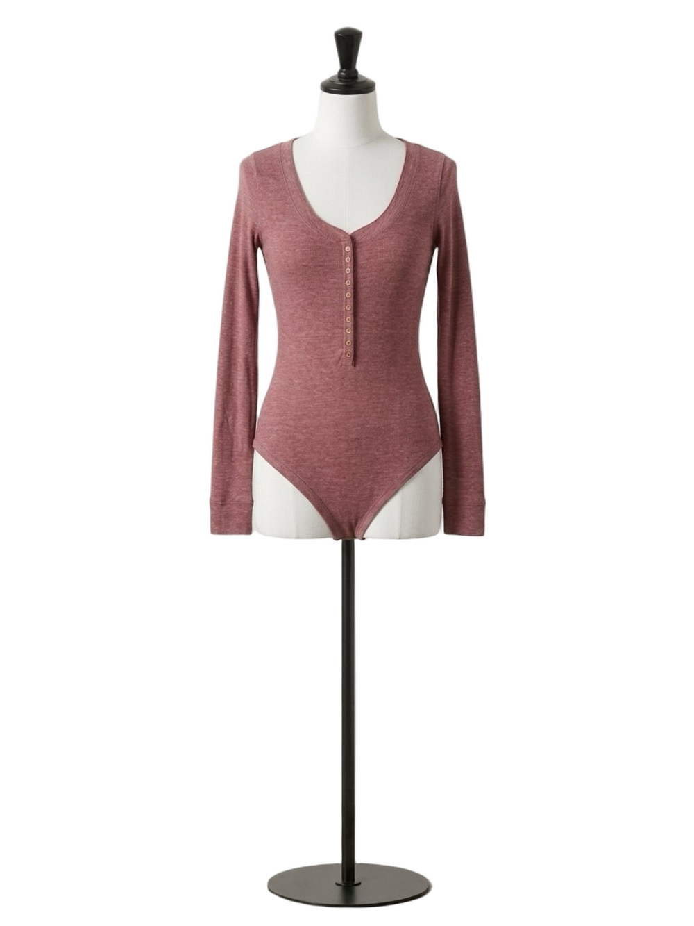 Intimately Free People Dylan Thermal Henley Bodysuit in Dusty Rose Size XXS